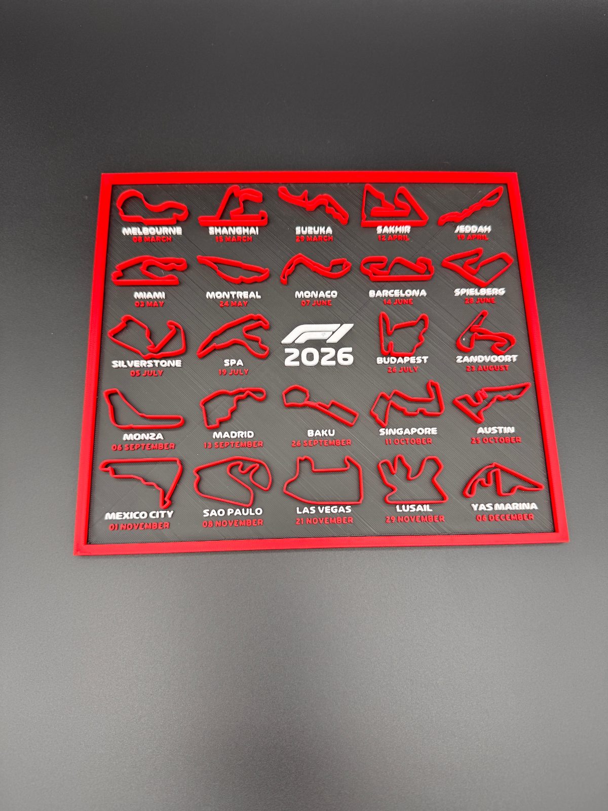 F1 2026 Race Calendar Wall Art