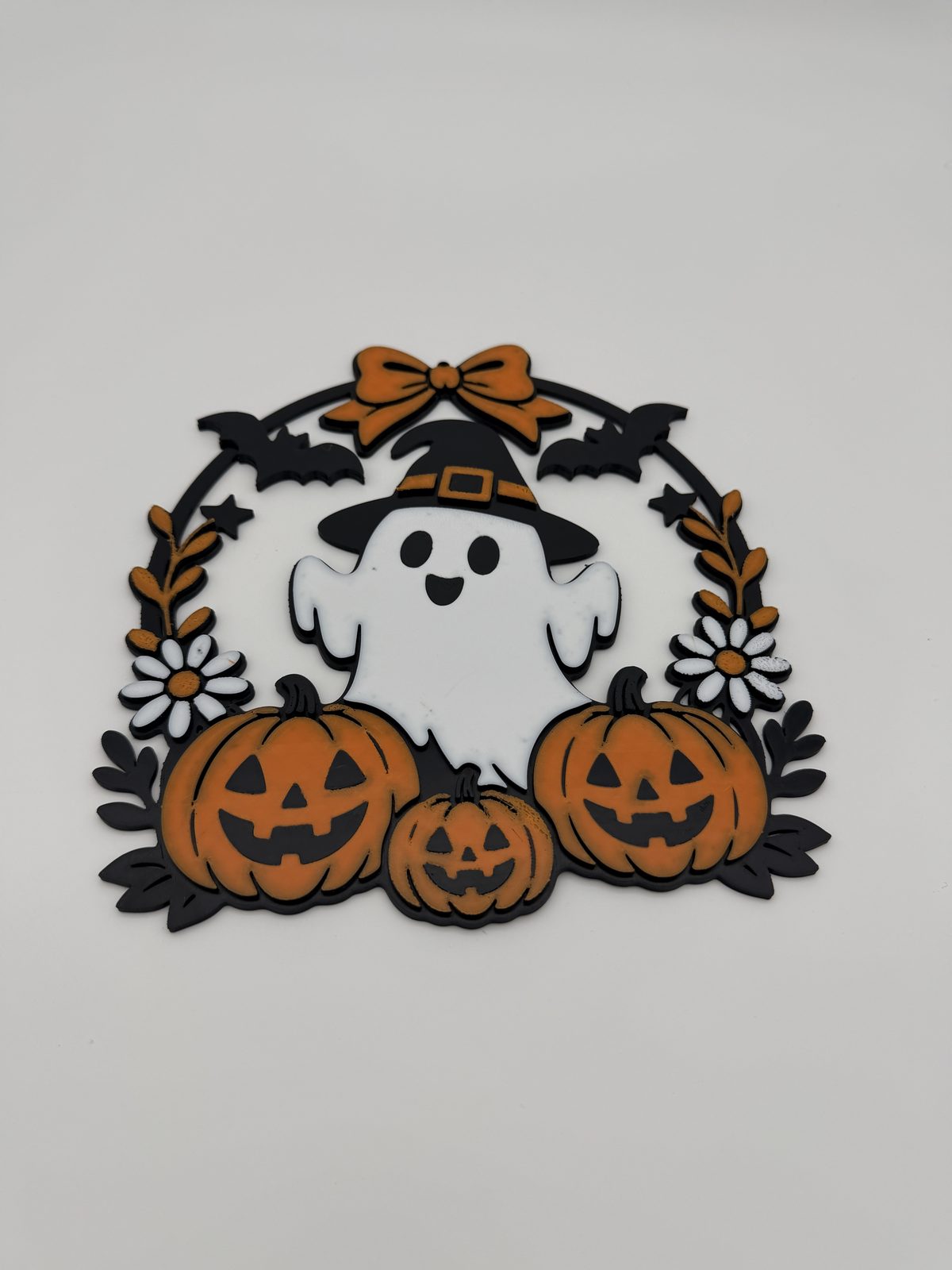 Ghost & Pumpkin Halloween Wreath photo 2