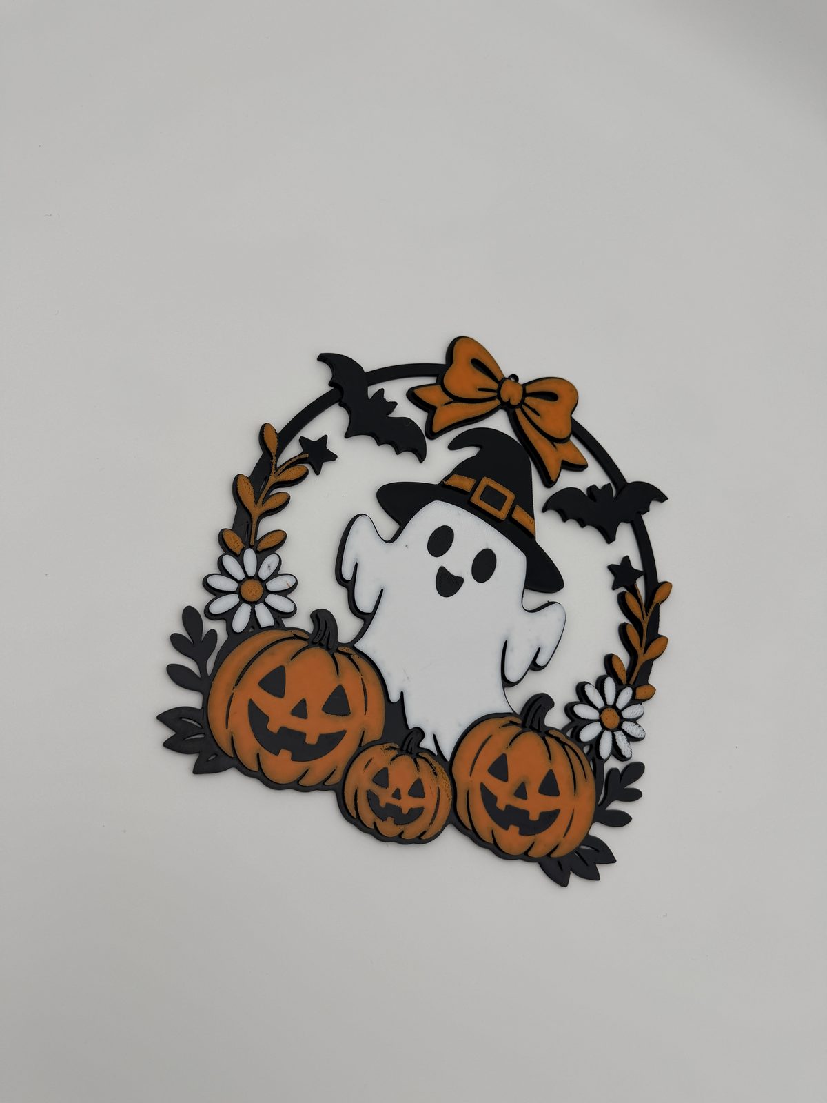 Ghost & Pumpkin Halloween Wreath photo 3