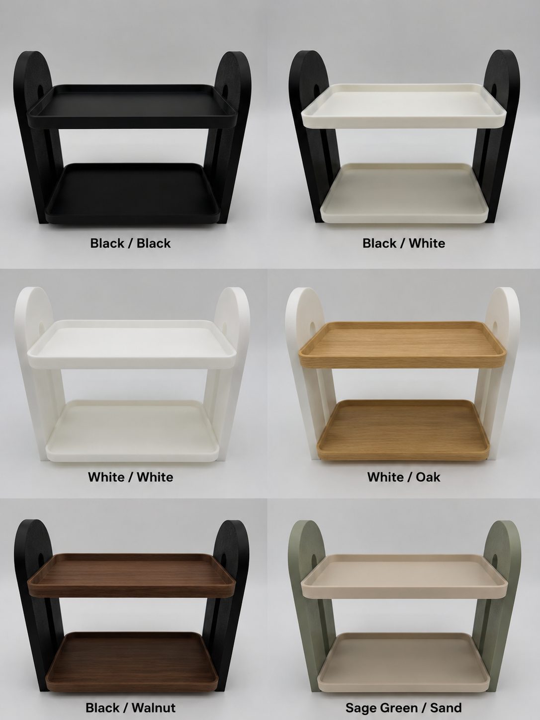 Modern Wave Two-Tier Shelf — handmade 3D printed home decor made in Canada