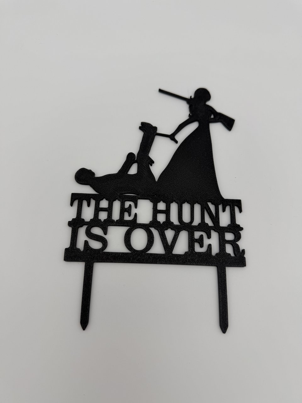 The Hunt Is Over Cake Topper — handmade 3D printed wedding made in Canada
