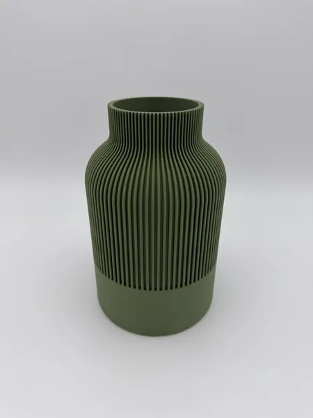 Green Ribbed Vase